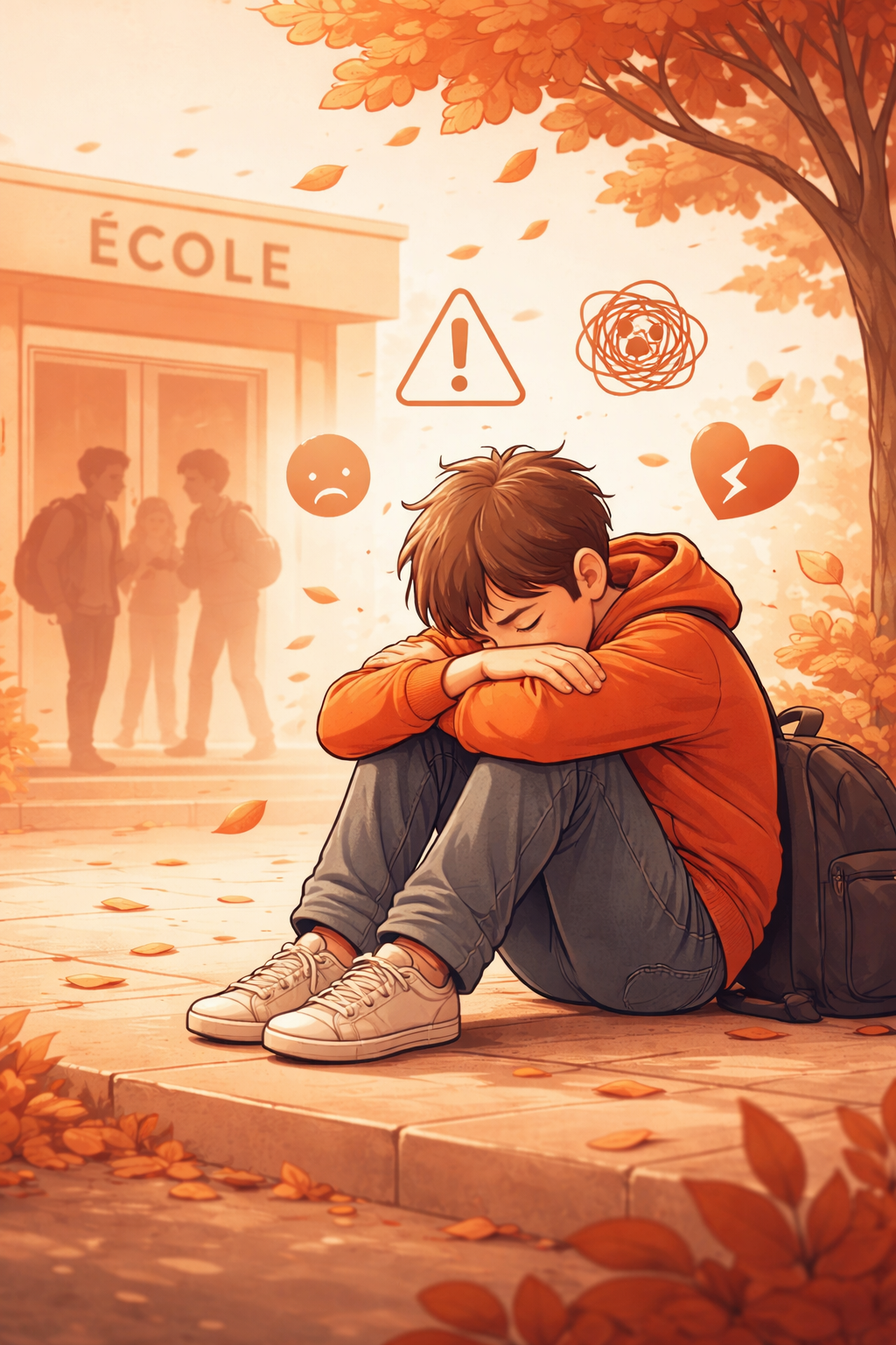 Adolescent en phobie scolaire, refusant d'aller à l'école.